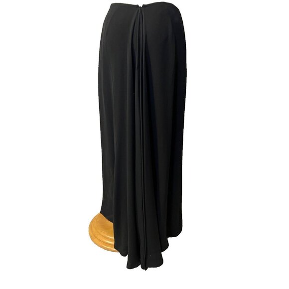 Talbots Long Maxi Skirt 4 Black SILK Back Pleat Classic Flat Front NWT $148 - Picture 2 of 12